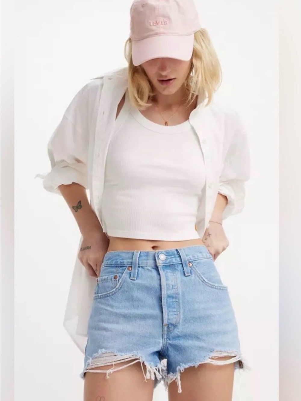 LEVIS WOMENS 501 ORIGINAL FIT HIGH RISE BUTTON FLY DENIM SHORTS NWOT SIZE 33